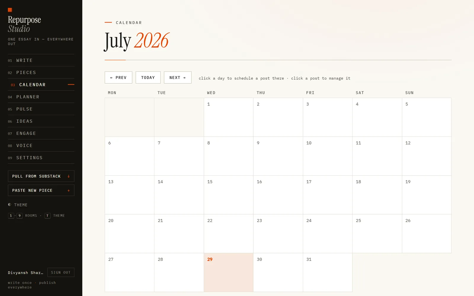 Repurpose Studio: Calendar