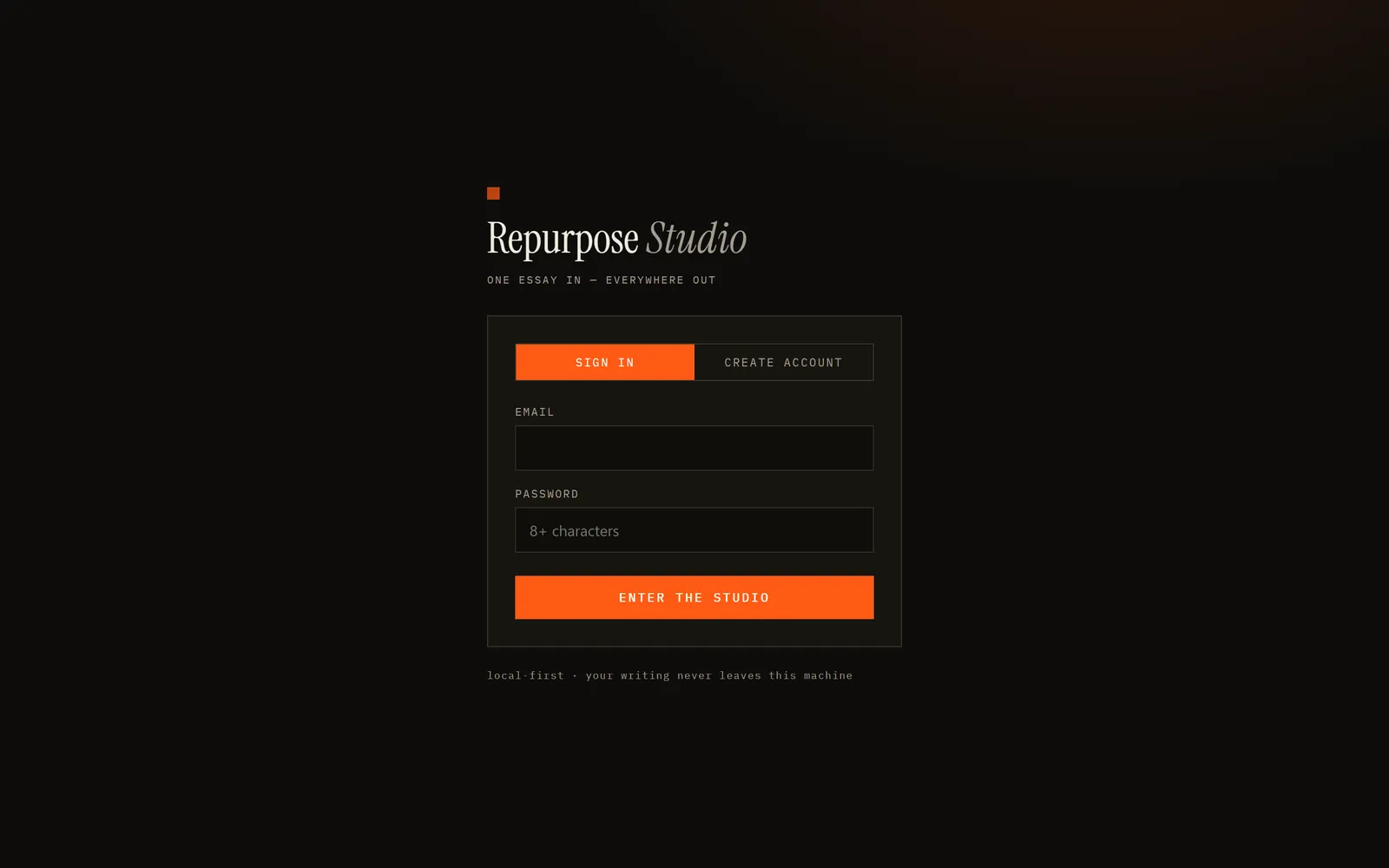 Repurpose Studio: Signin
