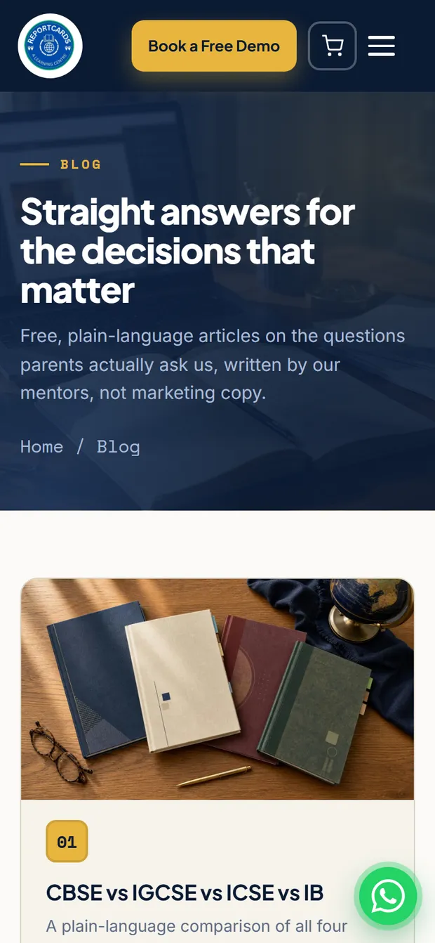 reportcards.in Blog on mobile