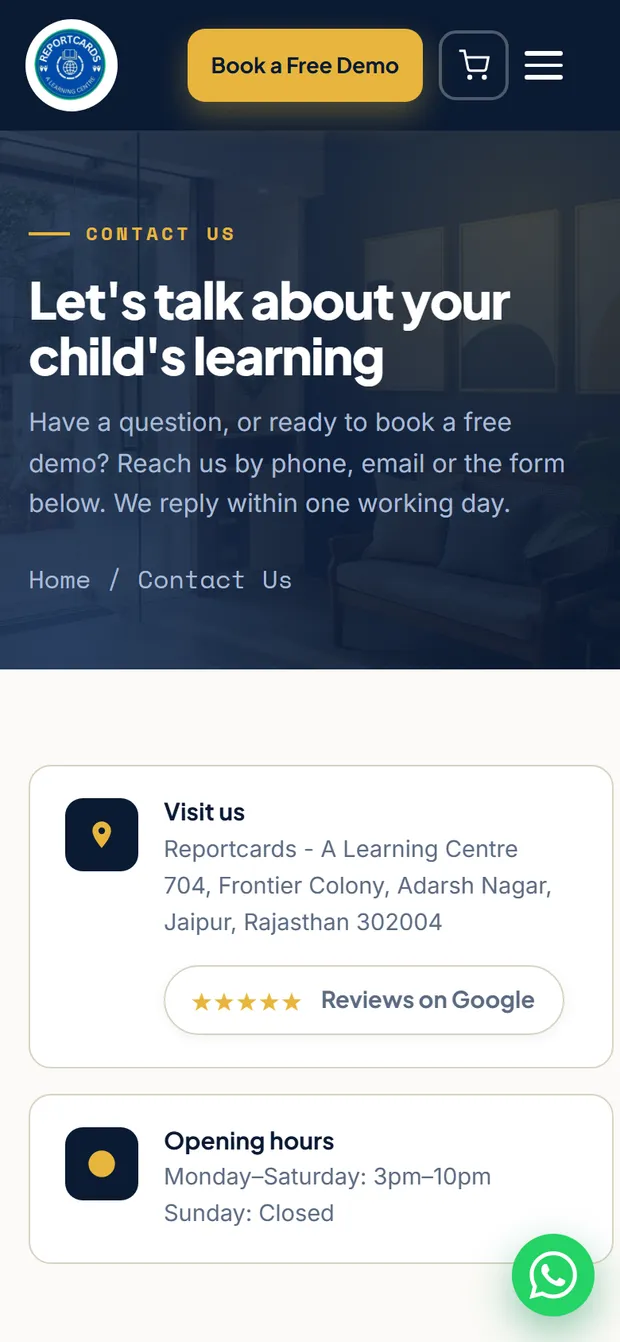 reportcards.in Contact on mobile