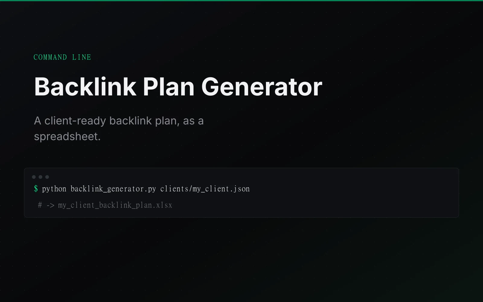 Backlink Plan Generator screenshot