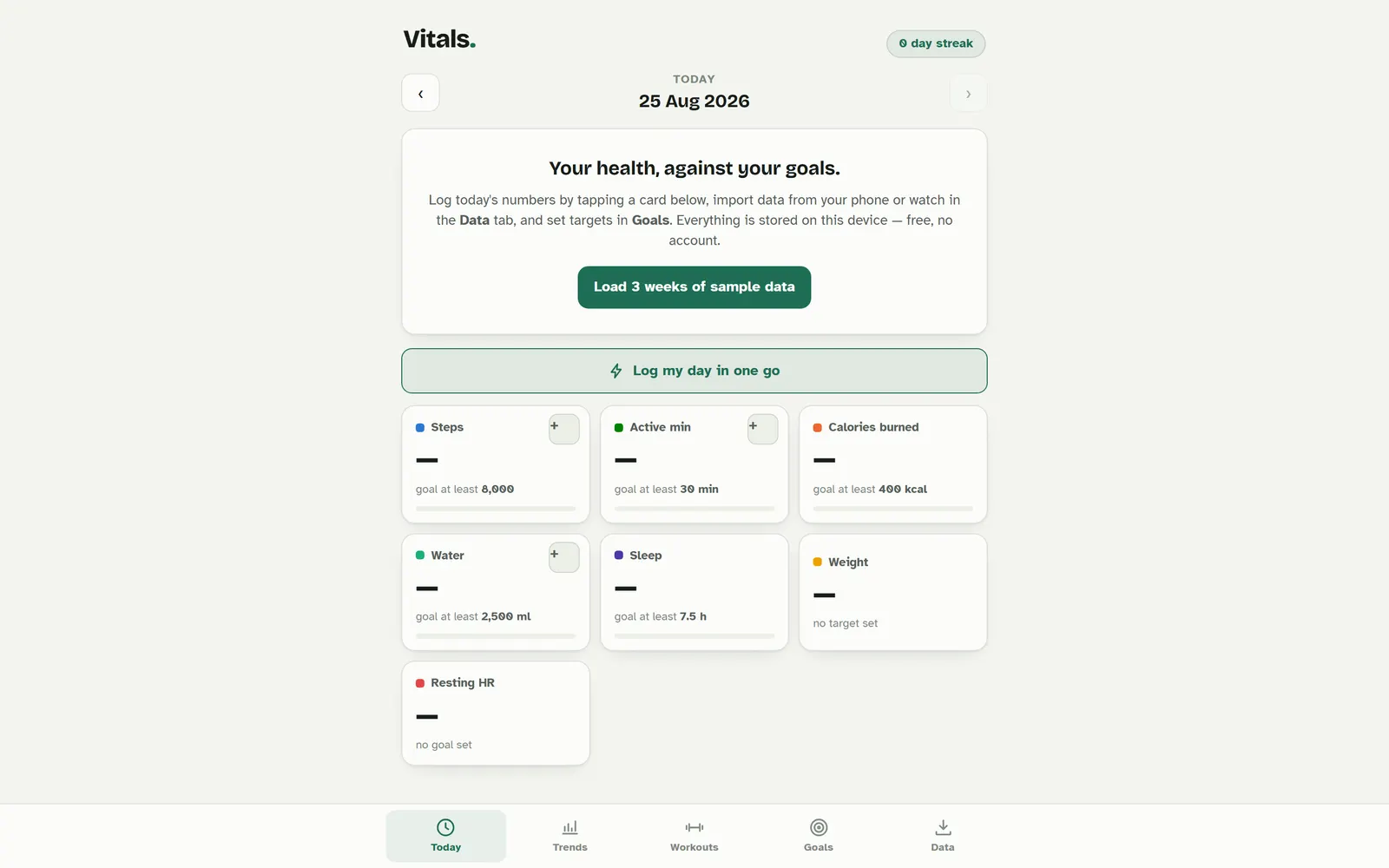 Vitals screenshot